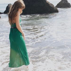 Emerald Satin Slip Dress